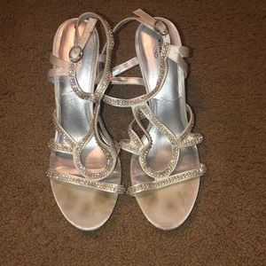 Lightly used white/silver heels